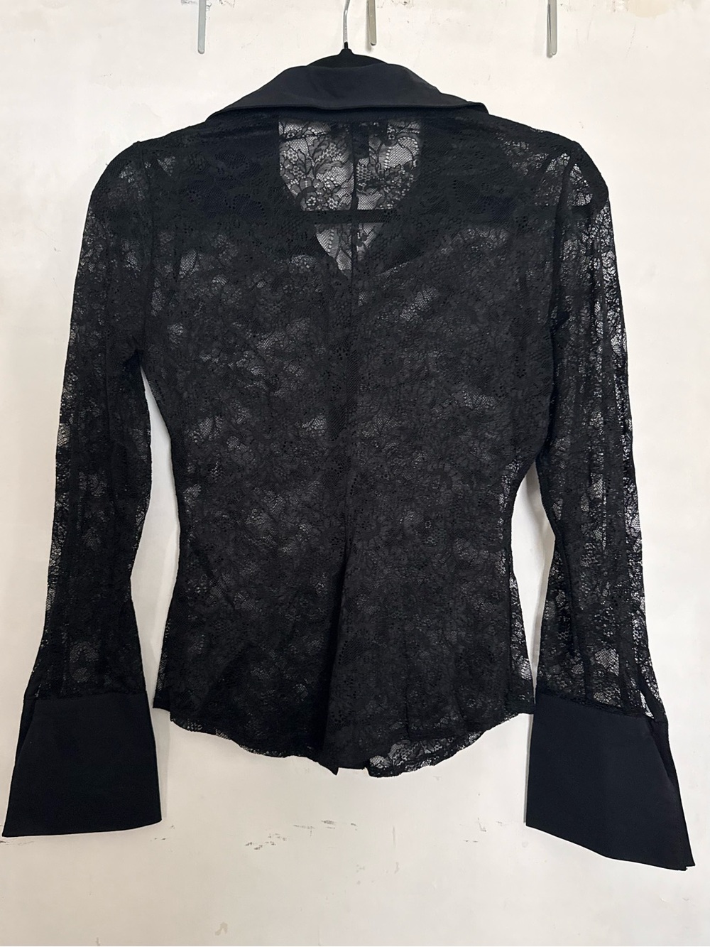 bebe Black Lace Button-Front Long Sleeve Shirt - Picture 4 of 4